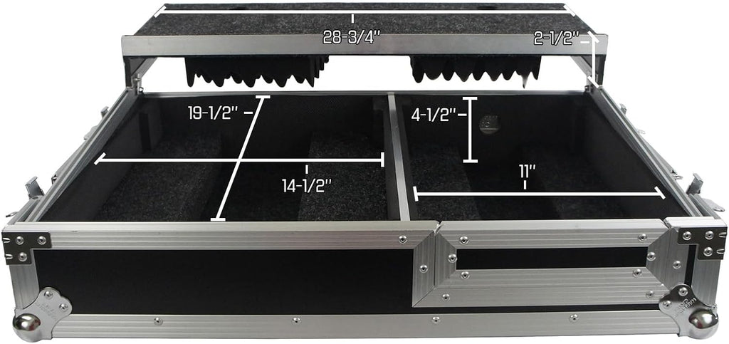 Harmony Audio Cases Compatible With Rane Twelve And Rane 72 HCRN1272WLT Flight DJ Road Custom Case With Laptop Tray