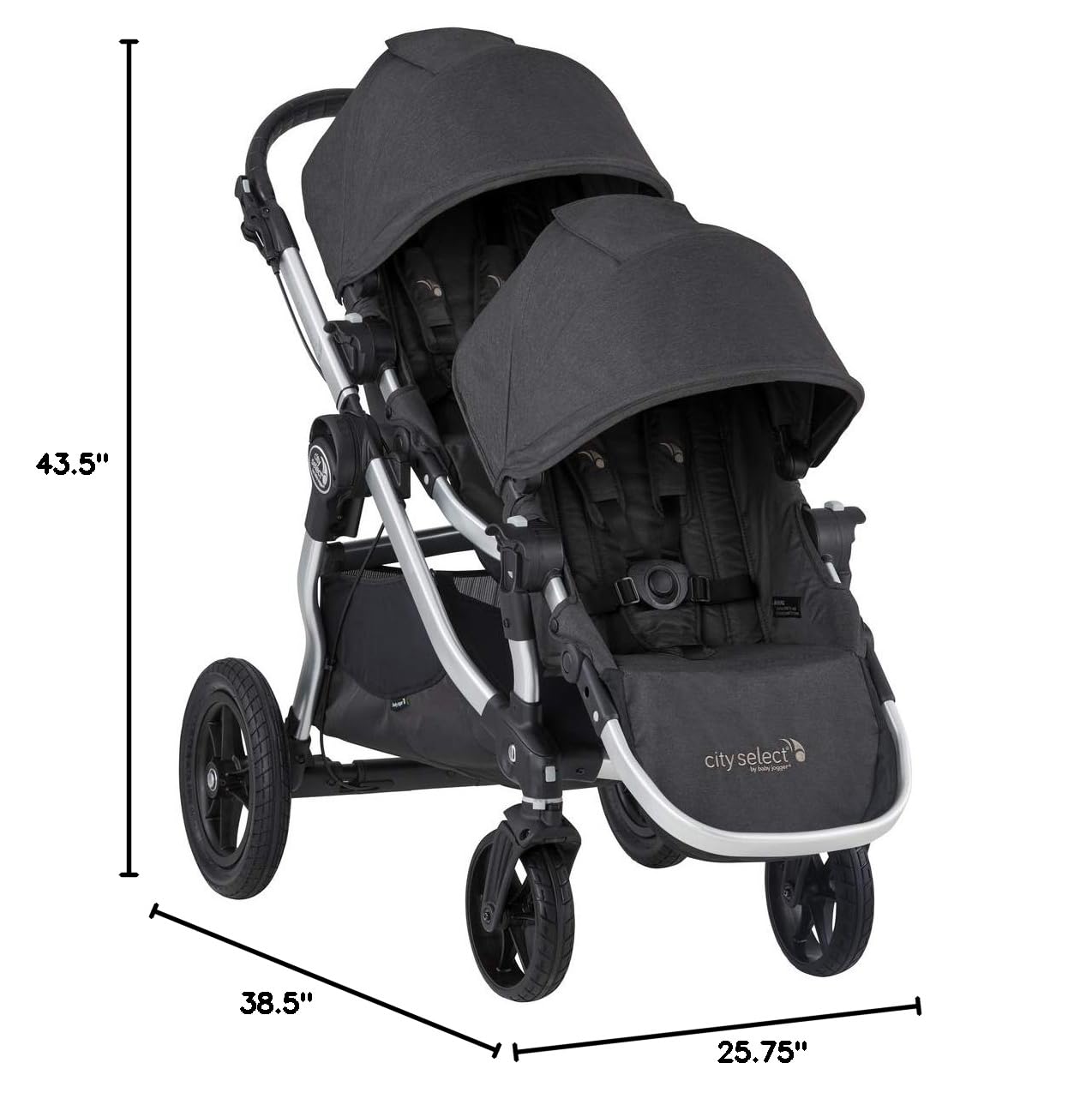 Baby Jogger City Select Double Stroller | Baby Stroller with 16 Ways to Ride, Included Second Seat | Quick Fold Stroller, Jet