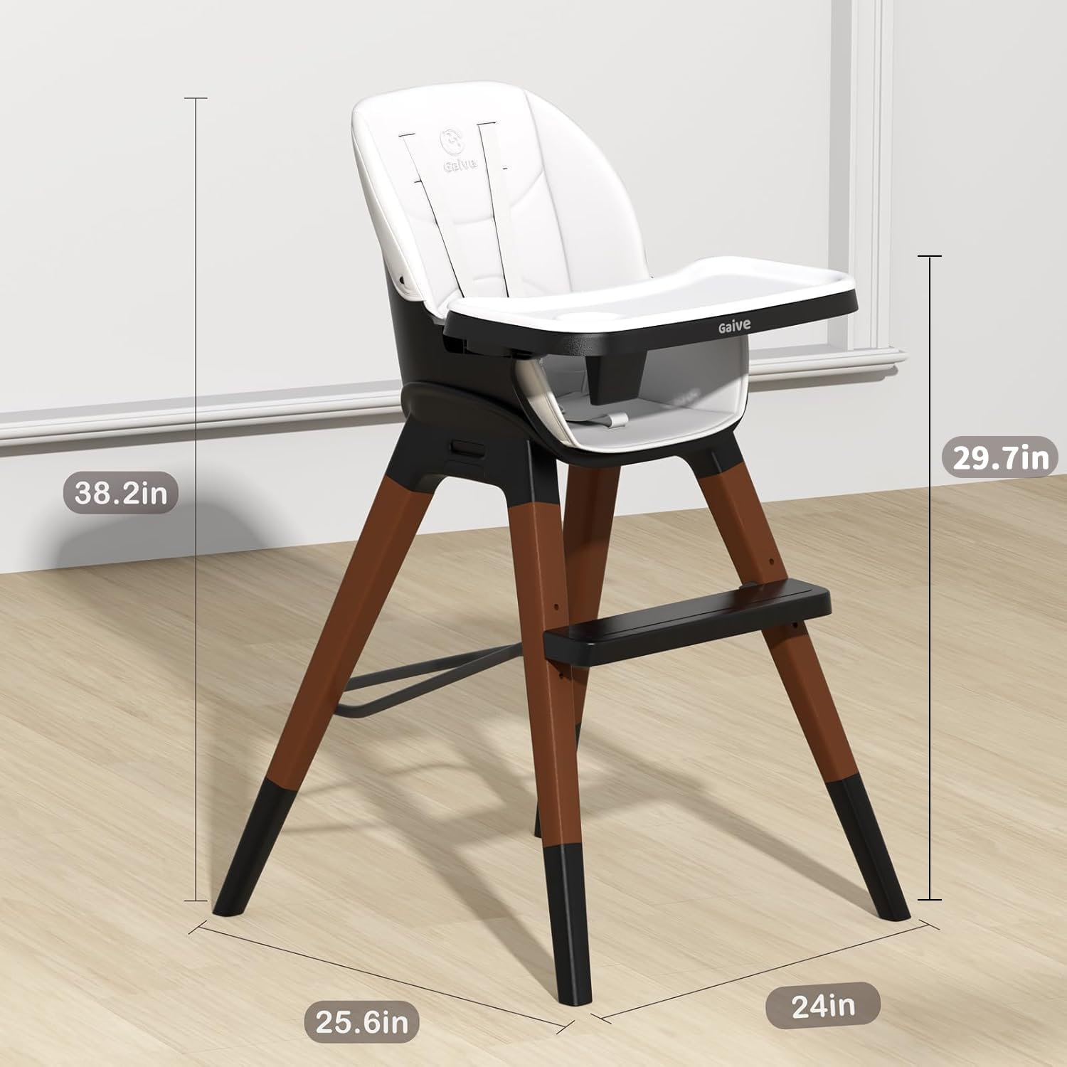 GAIVE 8 in 1 Convertible Wooden High Chair, Adjustable Baby High Chair for Babies and Toddlers with Tray, Easy to Clean, Grow with Family|Booster|Learning Table|High Stool