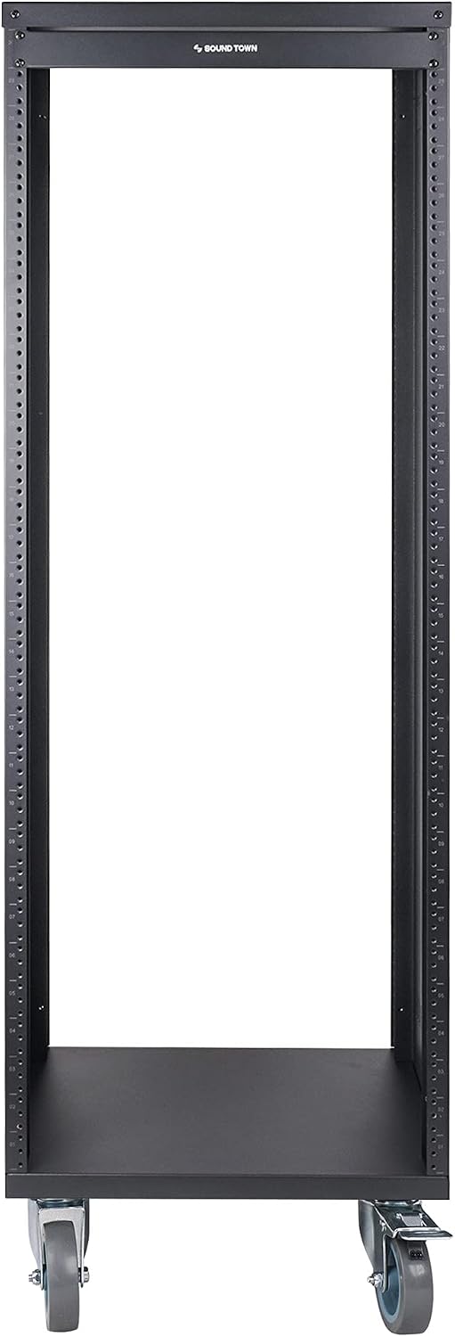 Sound Town 30U Universal Steel Rack, w/Mesh Doors, Locking Casters, Vented Side Panels for Audio Video, Server and Network Equipment (STRK-M30UWD)