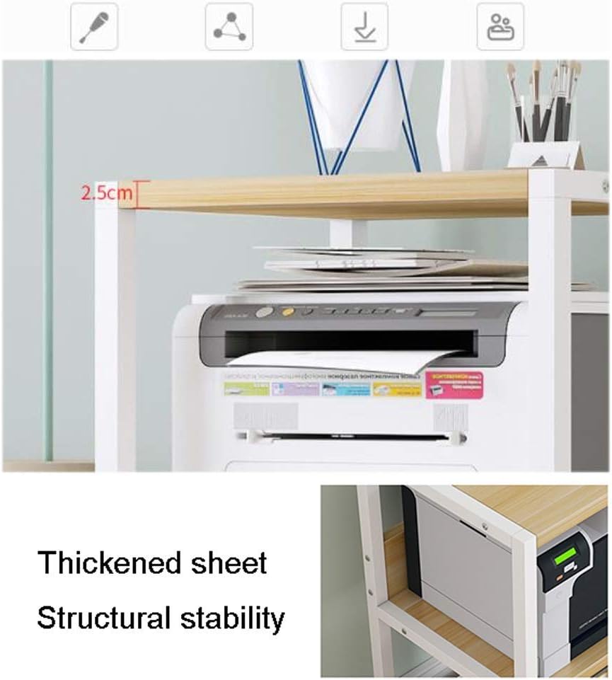 Printer Stand 3 Shelf Mobile Printer Stand Paper Organizer 3D Printer Media Cart, Printer Rack with 4 Swivel Wheels (Color: Black-a) (