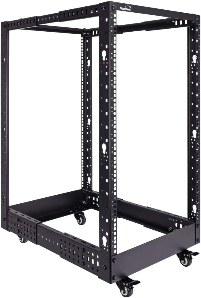 NavePoint 4-Post Open Frame Racks 19-inch Standard, Adjustable 22'-40', Square Holes/Cage Nuts - Parent