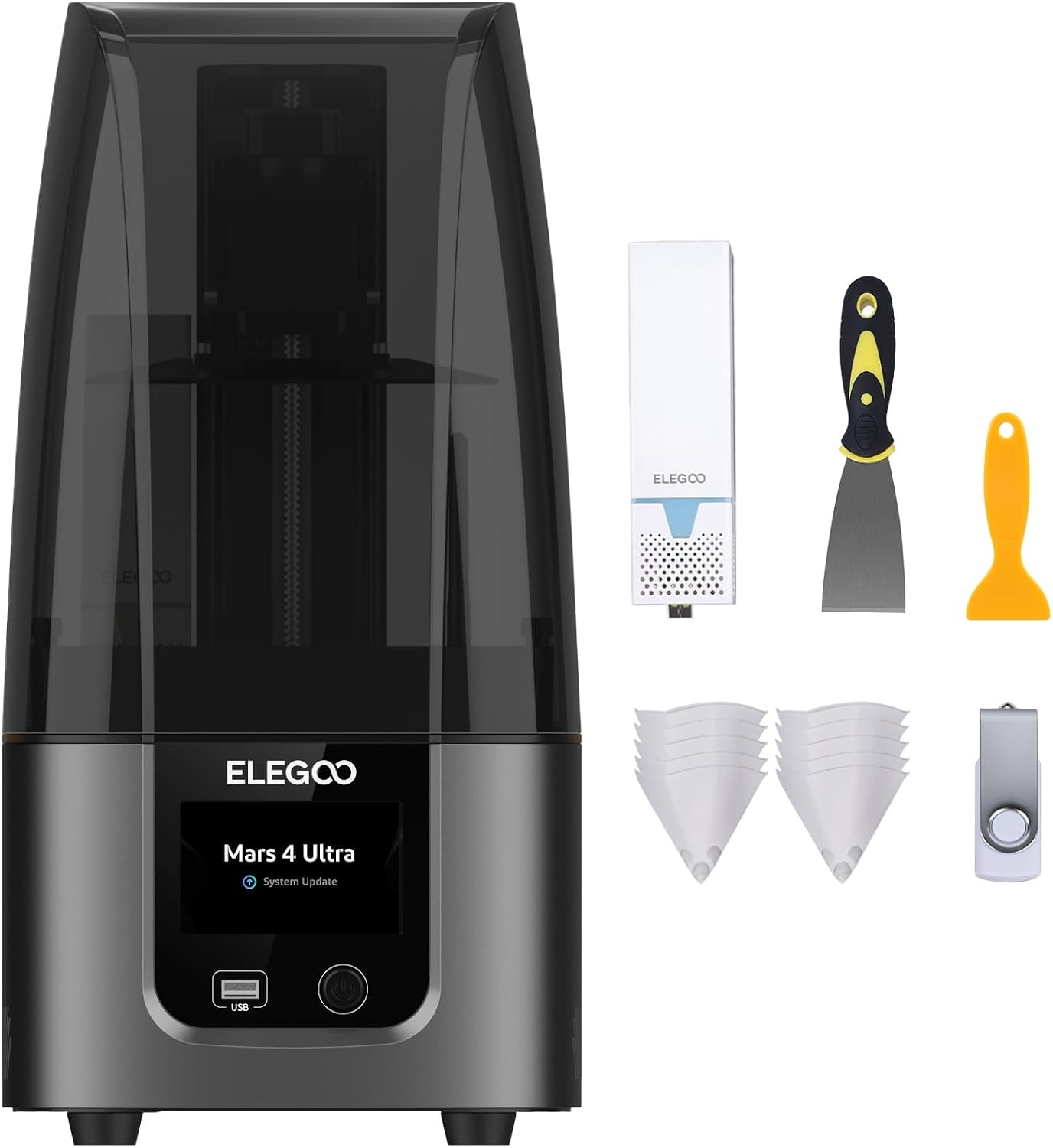 ELEGOO Mars 4 Ultra MSLA 3D Printer with 7-Inch 9K Monochrome LCD, Wi-Fi Connectivity, Effortless Leveling System, ACF Release Liner Film, Printing Size of 6.04x3.06x6.5 Inches