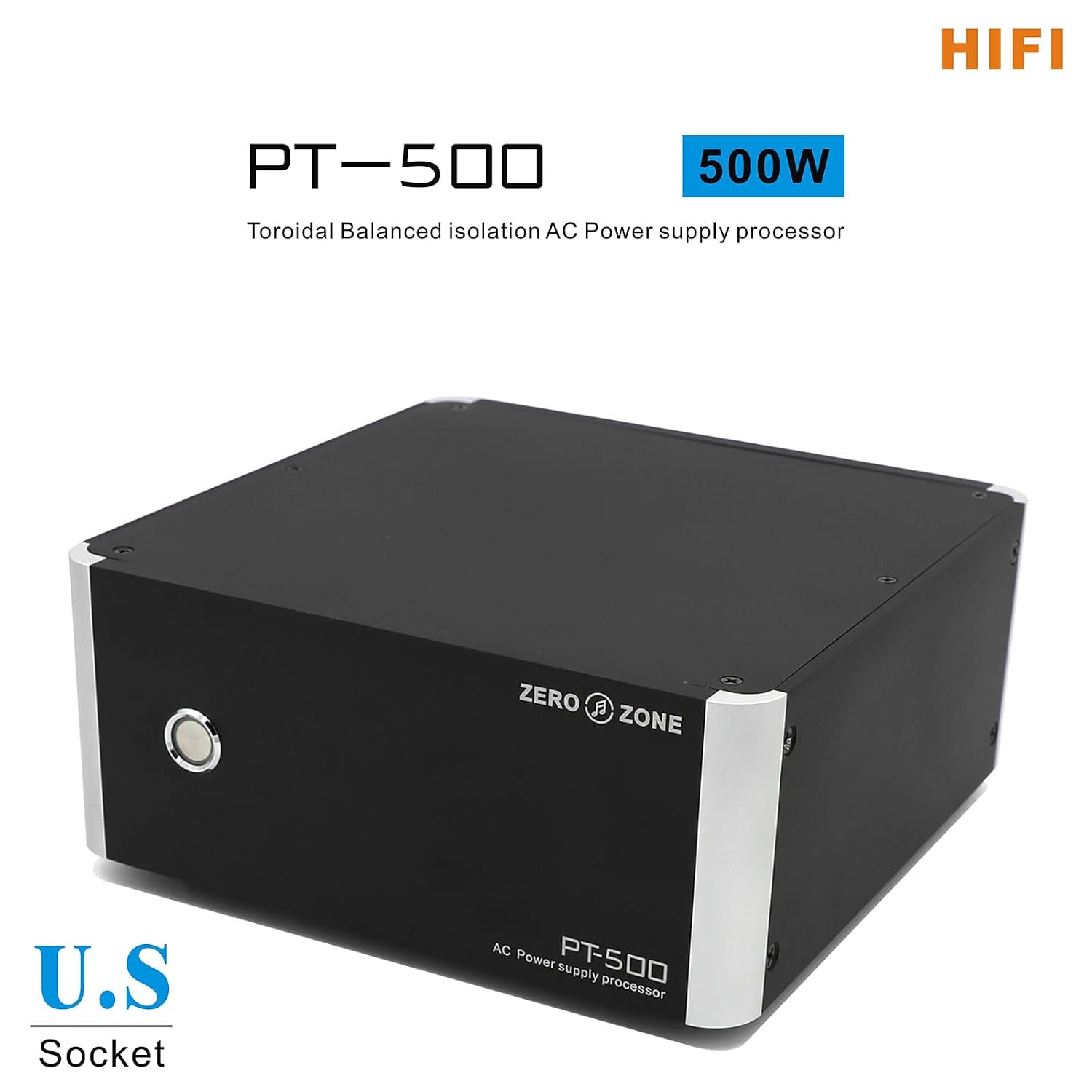 PT-500 Toroidal Balanced Isolation Transformer 500W AC Power Supply Processor - AC Power Filter Amp HiFi Power Surge Protector 4 Way Socket Audiophile Line Conditioner for Audio Equipment, 115-115V