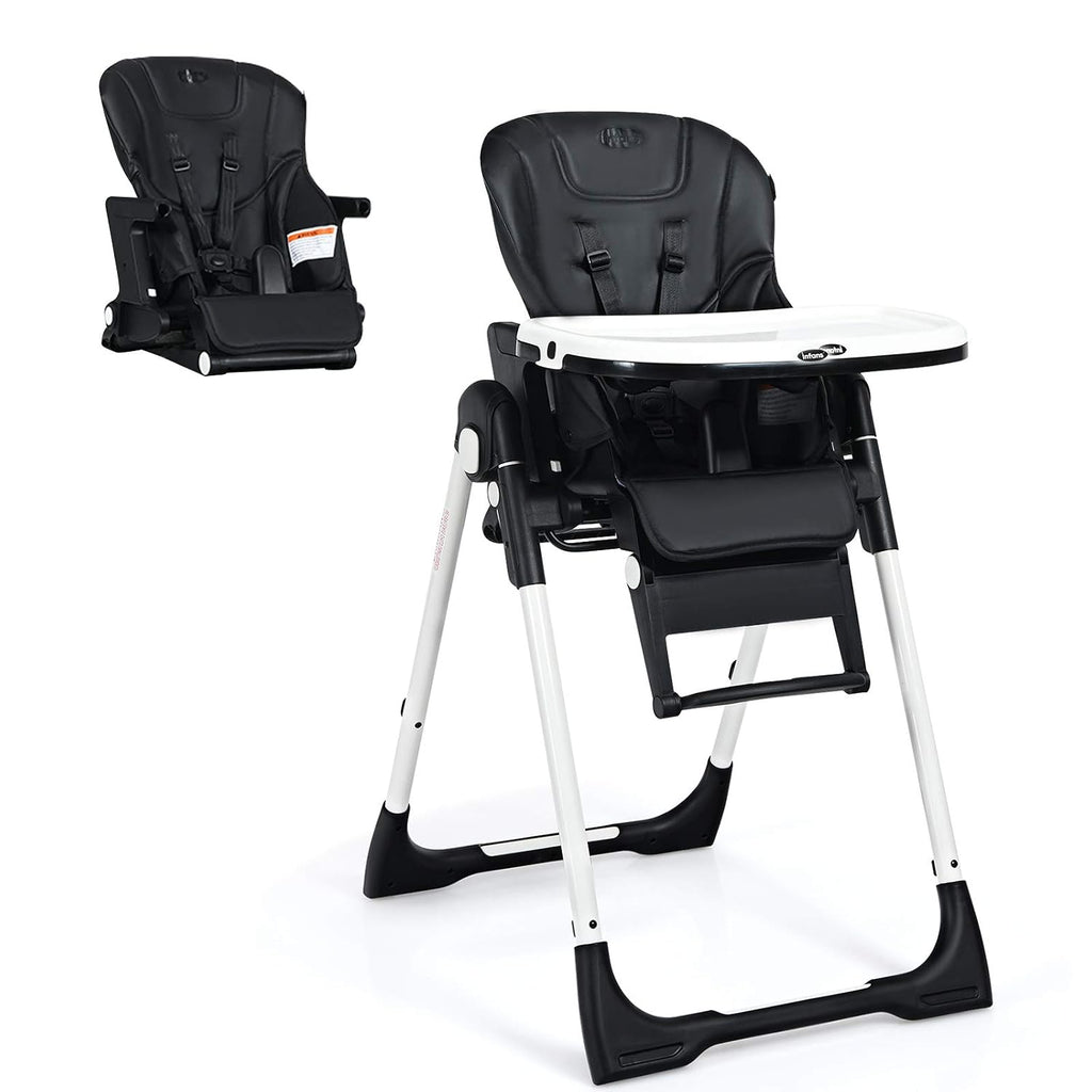 INFANS 4 in 1 High Chair–Booster Seat, Convertible Highchair w/Adjustable Height and Recline,Removable Tray,DetachableCushion, Installation-Free,Simple Fold for Baby, Infant& Toddler