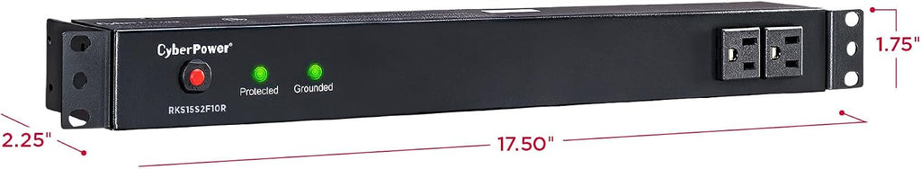 CyberPower RKBS15S2F10R Rackbar Surge Protector, 120V/15A, 12 Outlets, 15 Foot Power Cord, 1U Rackmount, UL Listed