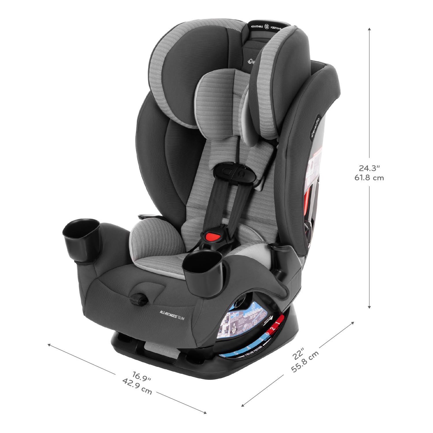 Evenflo All4Stages Slim 4-in-1 Convertible Car Seat (Baldwin Gray)