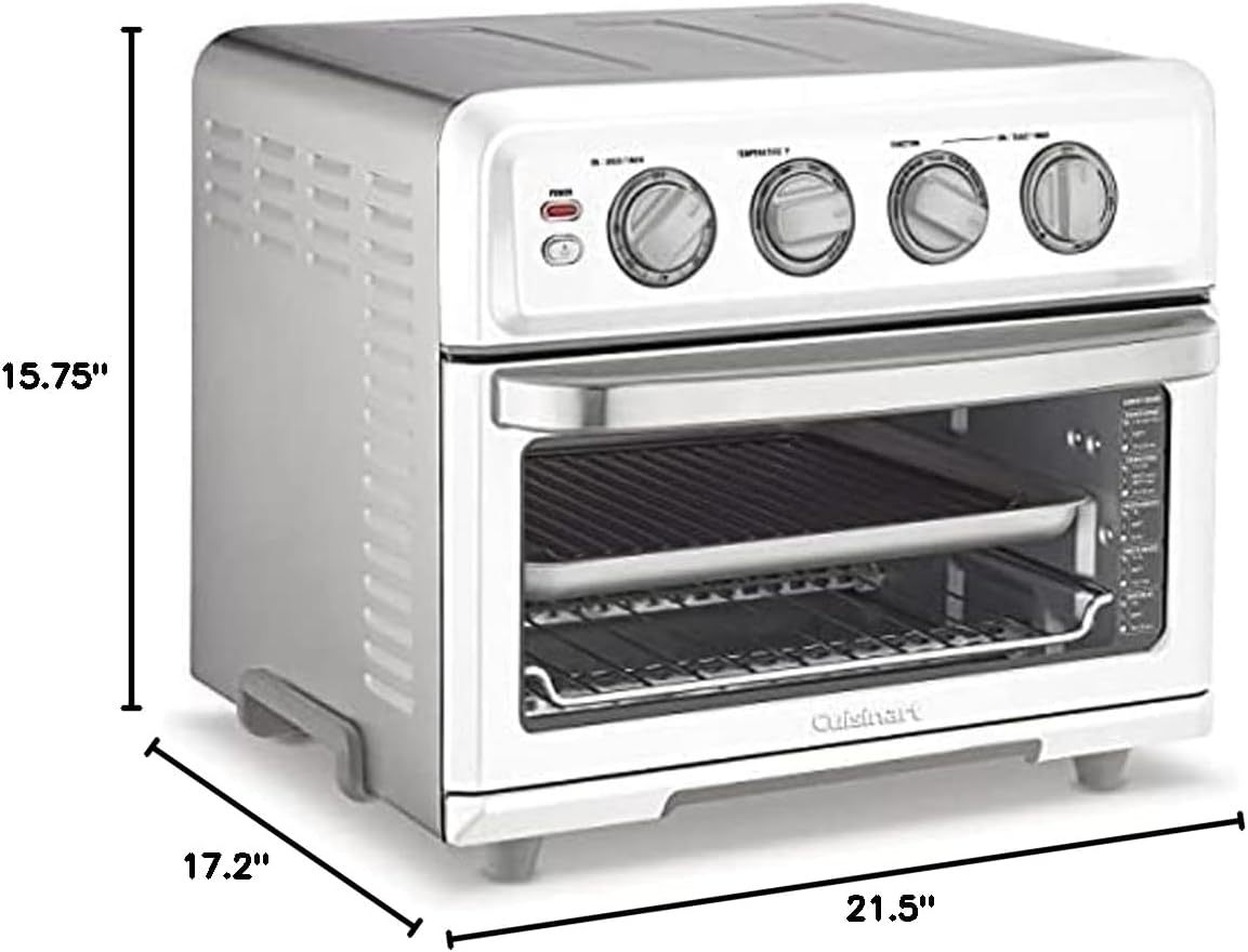Cuisinart TOA-70W AirFryer Toaster Oven with Grill White Bundle with Deco Chef Pair of Red Heat Resistant Oven Mitt