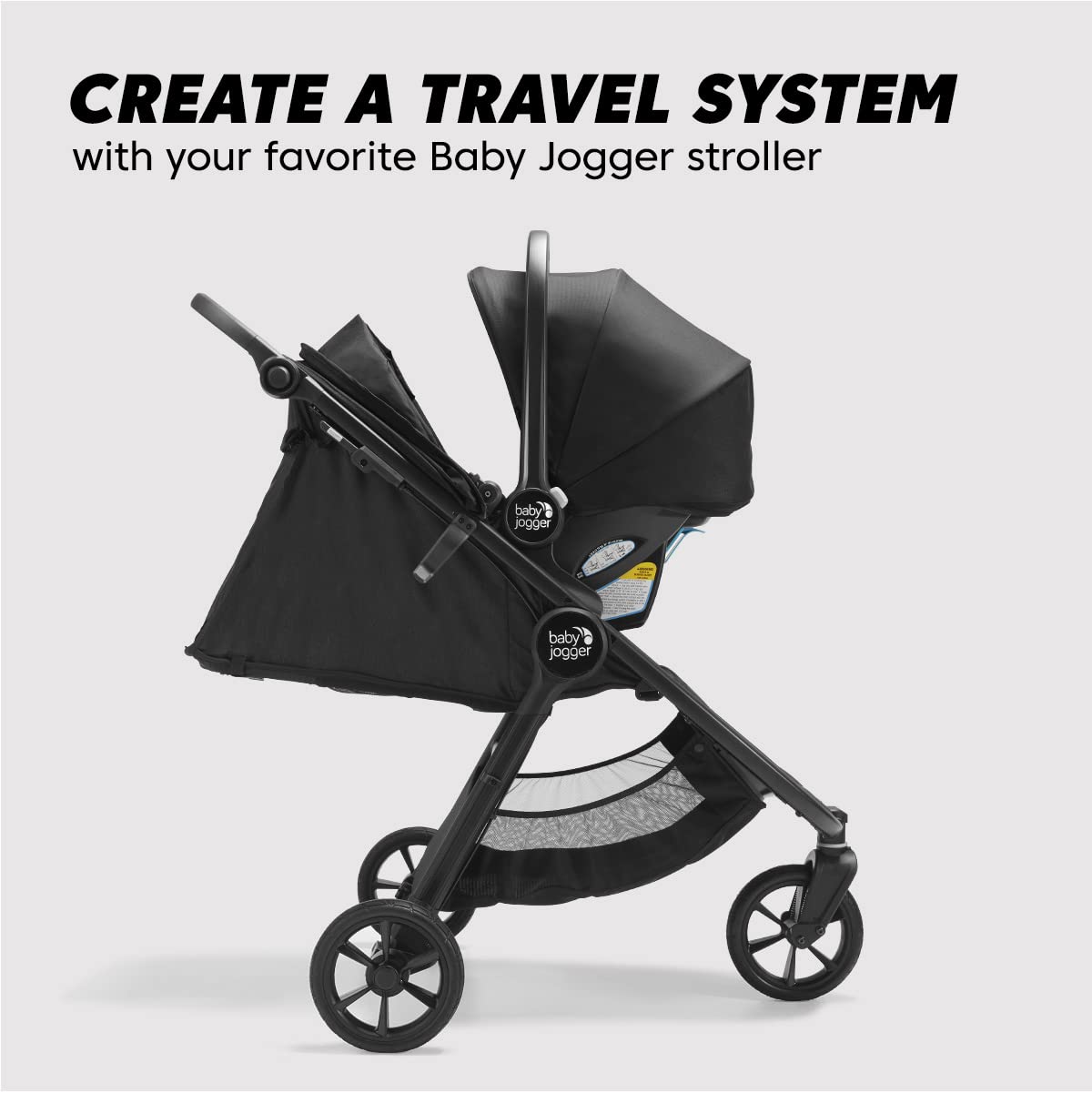 Baby Jogger® City Go 2 Infant Car Seat, Baby Travel Car Seat, Included RapidLock Carseat Base, Pike Exclusive Includes Leatherette Handlebar and Premium Fabrics, Slate