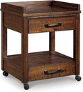 Signature Design by Ashley Baldridge Office Printer Stand, Storage, Electrical Outlets, USB Charing Ports, Wood, 21' W x 18' D x 24.63' H, Brown