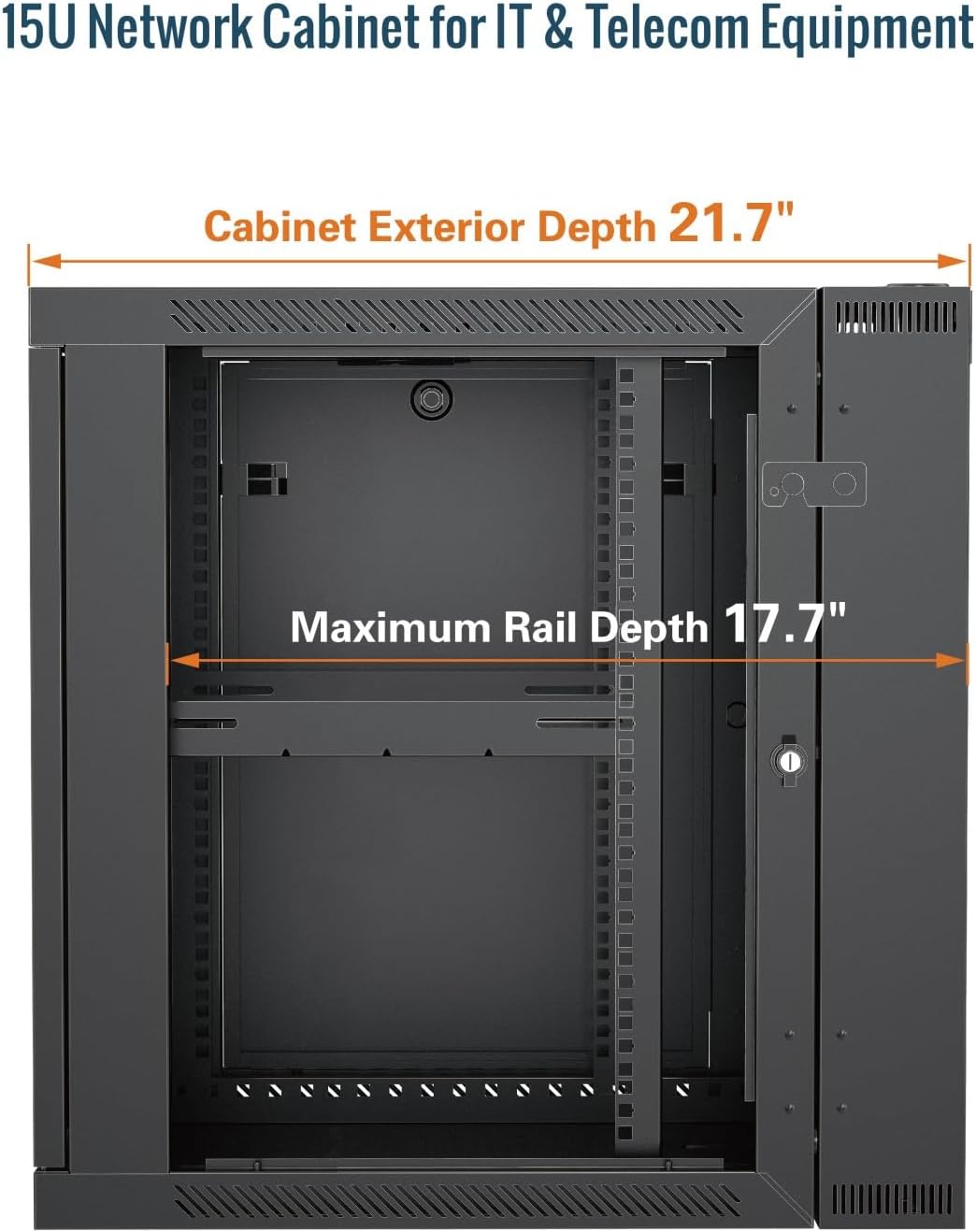 Tecmojo Fully Welded Server Cabinet, 15U Wall Mount Rack, 21.7inch Depth Network Rack, Mesh Door, Swing Out, Load Bearing 242lbs (110 kg), Network Cabinet for 19in Computer/AV/Data/IT Equipment