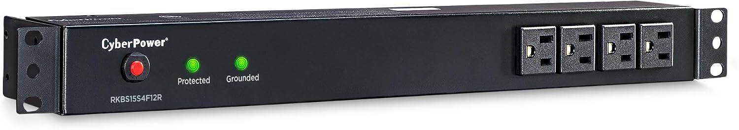 CyberPower RKBS15S4F12R Rackbar Surge Protector, 120V/15A, 16 Outlets, 15 Foot Power Cord, 1U Rackmount, UL Listed