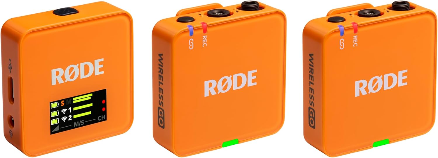 RØDE Wireless GO (Gen 3) – Compact Wireless Mic – Pristine Audio, 32-bit Float Recording, Automatic Level Control, for Phones, Cameras and Computers (Orange)