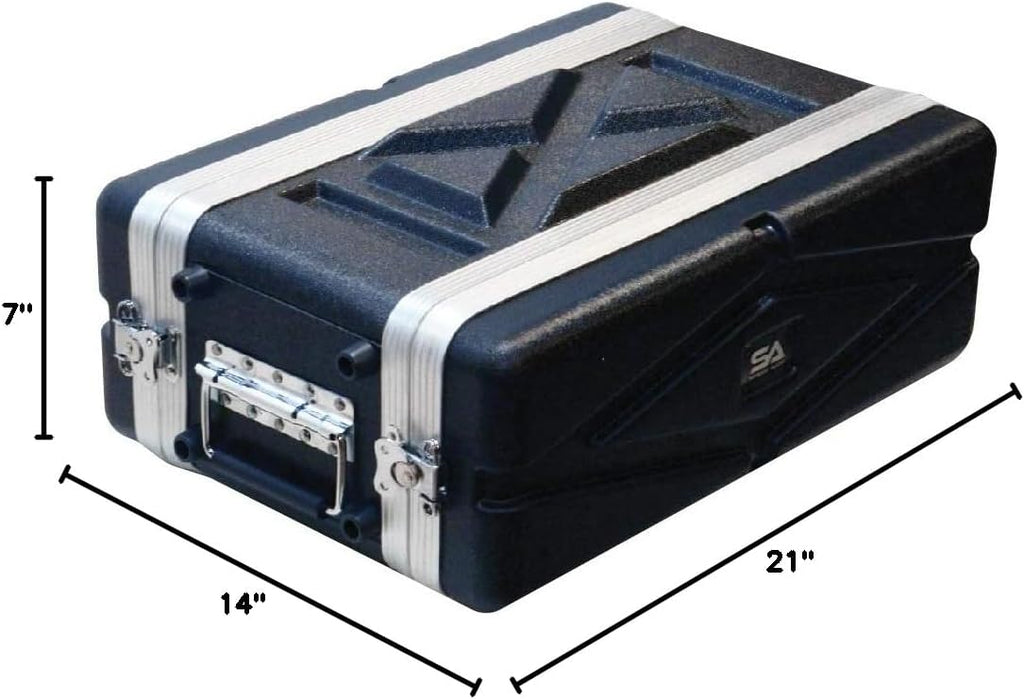 Seismic Audio - SALWR3S - Lightweight 3 Space Compact ABS Rack Case - 3U PA DJ Amp Effects Shallow Rack Case