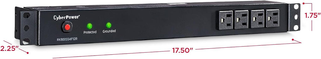 CyberPower RKBS15S4F12R Rackbar Surge Protector, 120V/15A, 16 Outlets, 15 Foot Power Cord, 1U Rackmount, UL Listed
