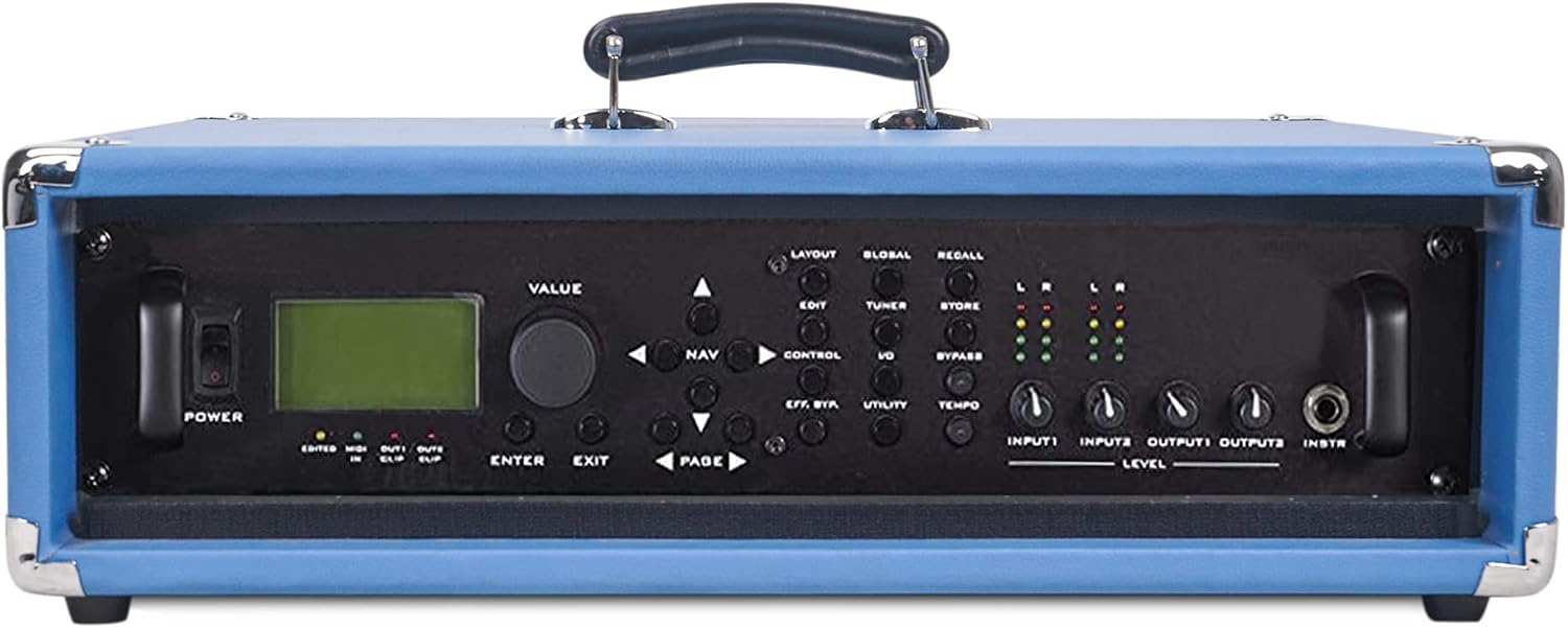 Sound Town Vintage 2U Amp Rack Case, 12.5' Depth with Rubber Feet, Dust Cover, Kickstand, Beau Blue (STVRC-2BL)