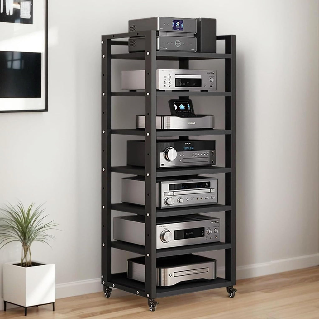 7-Tier Heavy Duty Audio Component Rack, 140cm Tall - HiFi Amplifier Rack/Audio-Video Shelving - CD Record Player Stereo Receiver AV Equipment Cabinet Display Stand(C)