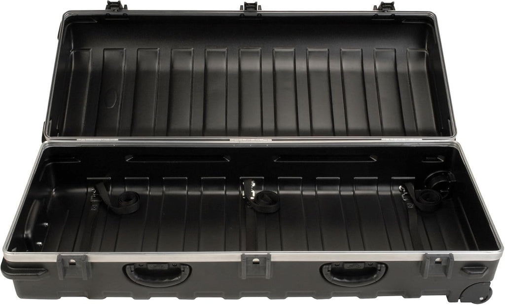 SKB ATA Large Stand Case with Wheels TSA Latches, Durable Transport Solution for Equipment, 49.5x20.25x13.5', Over-Molded Handle, Secure Straps, Black