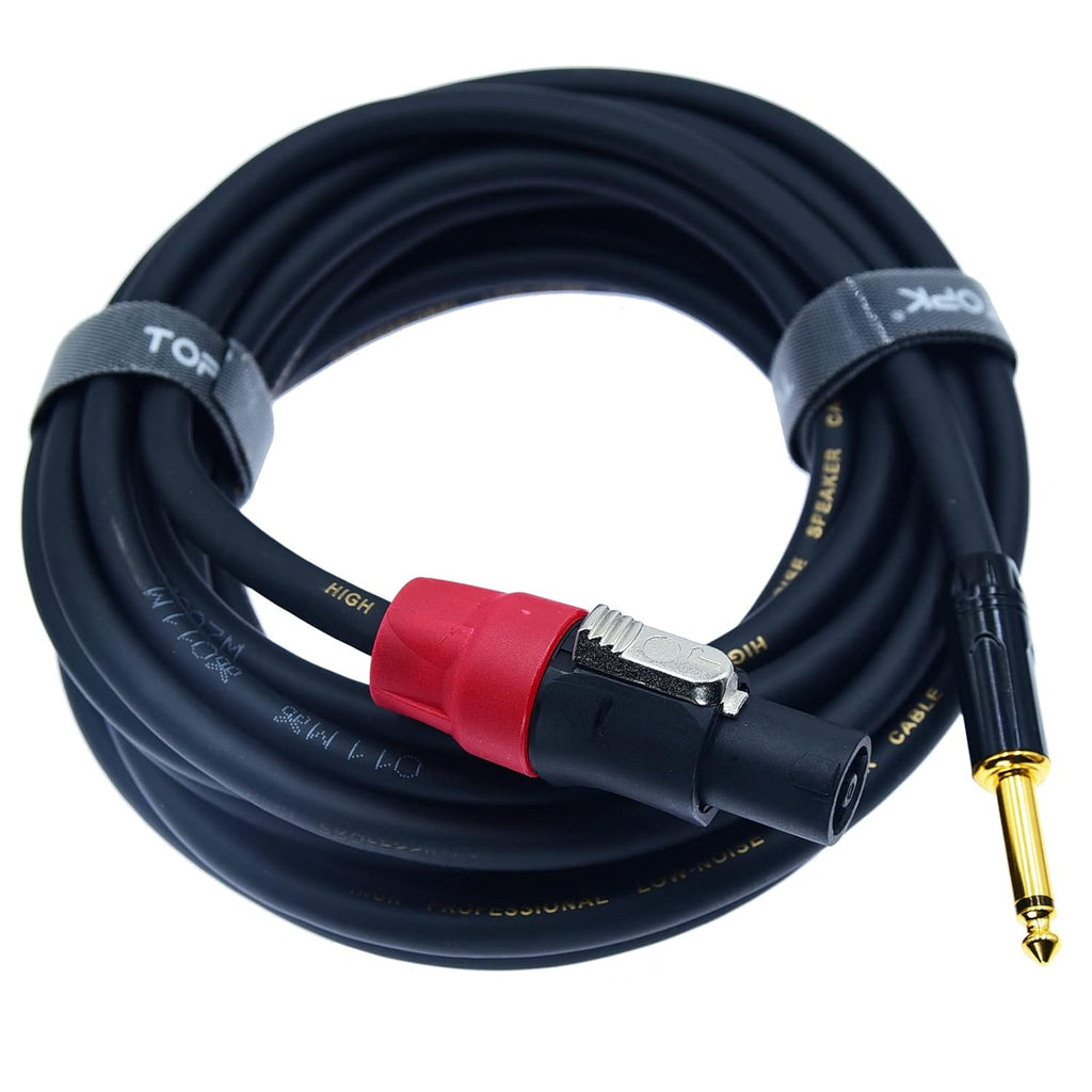 speak on 2Pcs Professional Speakon to 1/4 Inch ts Speaker Cable for pa jack Pair 14 awg Gauge Male Audio port plug Amplifier Connection dj amp Heavy Duty bocina Cord Wire ft with Twist Lock(40 feet)