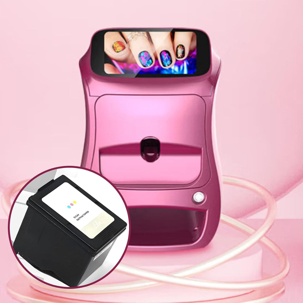Long-Lasting Replacement Ink Cartridge for Nail Printer, 3D Color Ink Cartridge with HD Painting for 800 Nails, for Nail Art Studios and Girls' Home Nail Care Pinkinkcartridge