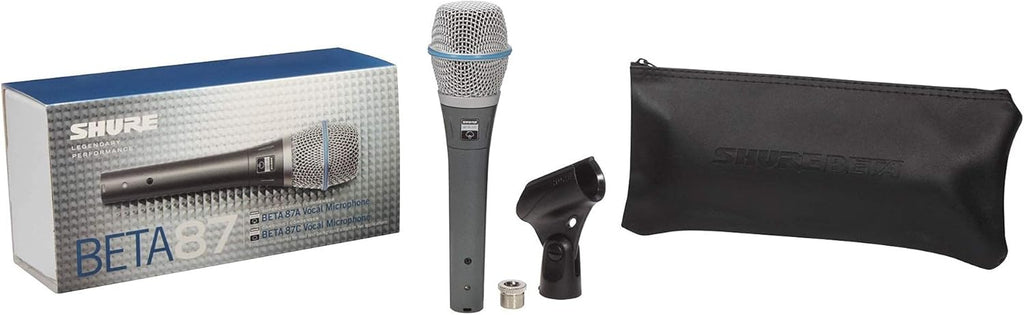 Shure BETA 87A Studio Grade Vocal Microphone with Built-in Pop Filter - Single Element Supercardioid Condenser Mic with A25D Mic Clip and Storage Bag, Ideal for Studio Recording and Live Performances