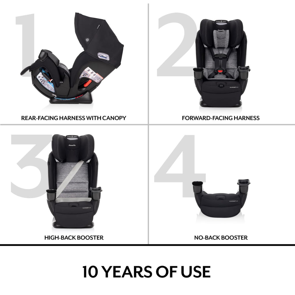 Evenflo All4Stages Slim Plus Canopy 4-in-1 Convertible Car Seat (Bodie Gray)