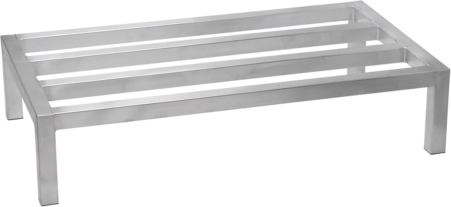 Winco 20-Inch by 60-Inch Dunnage Rack, 8-Inch High, 1200-Pound Capacity, Medium, Aluminum
