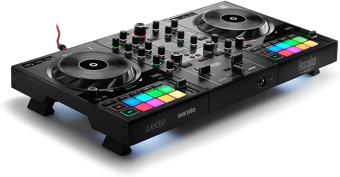 Hercules DJControl Inpulse 500 MK2 2-Channel DJ Controller Bundle with Case, TRS-to-RCA Breakout Cable, and Austin Bazaar Polishing Cloth
