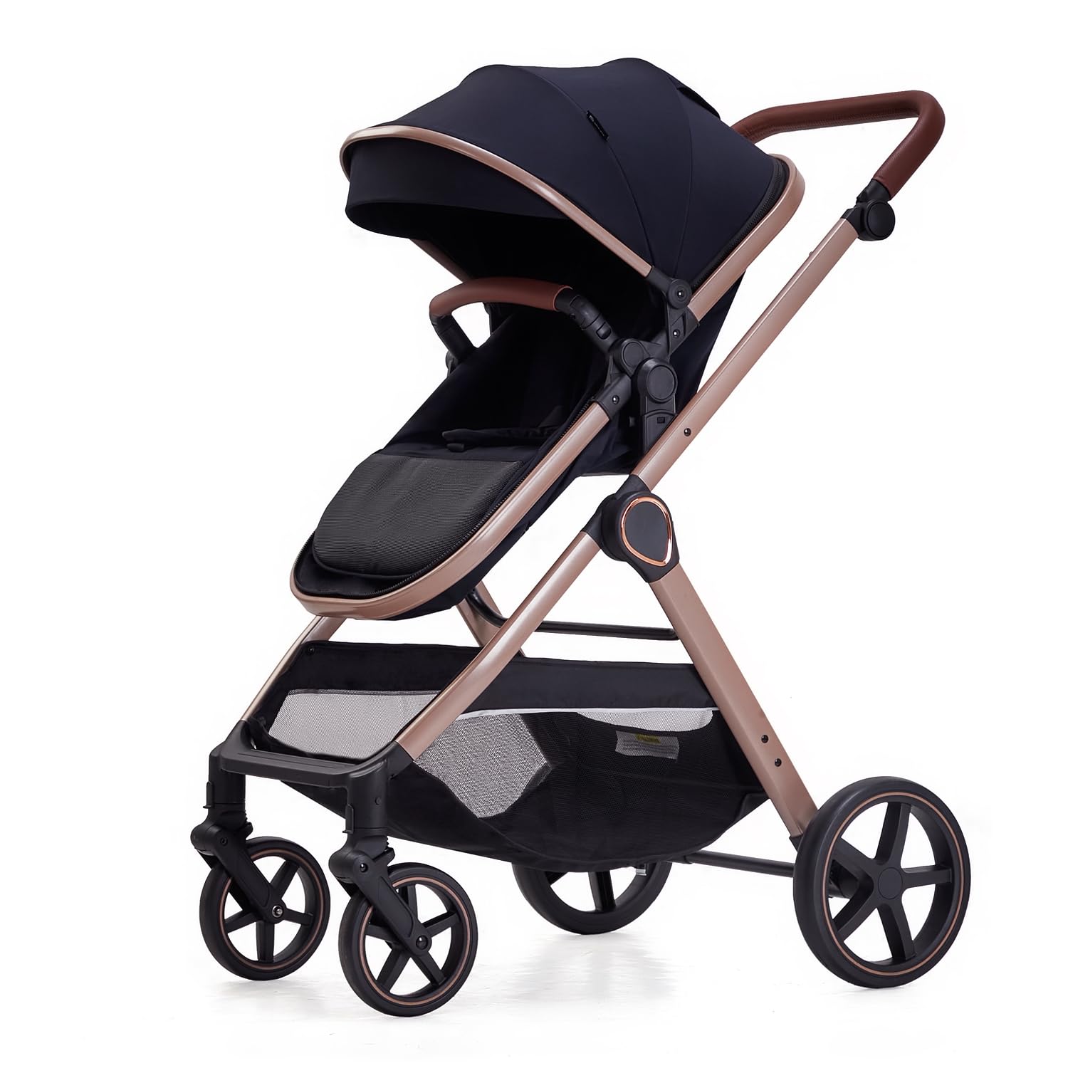 Lortsybab 2 in 1 Baby Stroller, Newborn Infant Toddler Convertible Bassinet Pram Stroller for 0-36 Months Old Babies (Black)
