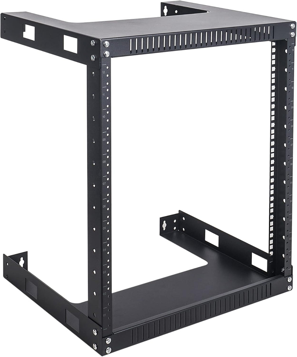 Sound Town 2-Post 12U Wall Mount Open Frame Rack, 16' Depth, for Servers, IT Equipment, Network Devices, AV, Patch Panels (ST2PWOR-12U)