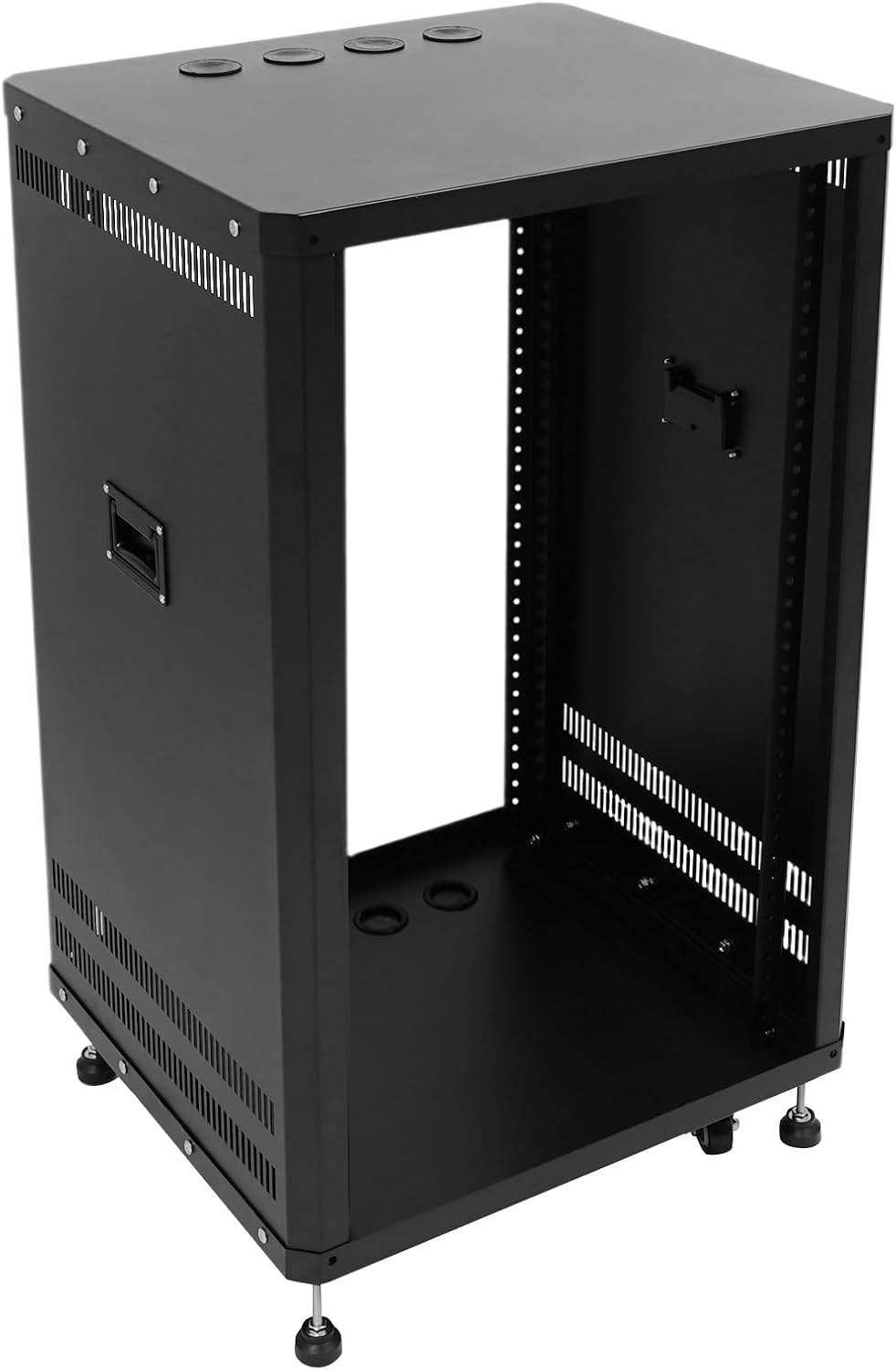 18U Stereo & Studio Rack with Wheels Rolling Network Cabinet Open Frame Audio Component Rack Cabinet Recording Studio Racks with Lifting Handle for Video Music Recording & IT Equipment-Black