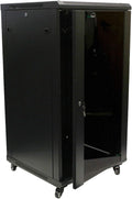 NavePoint 22U Server Cabinet Wall Mount Rack Enclosure with Caster Wheels, 2 Fans, Locking Glass Door, Removable Side Panels – 22U Network Cabinet 23.6' Deep, 19' Server Rack for A/V Equipment