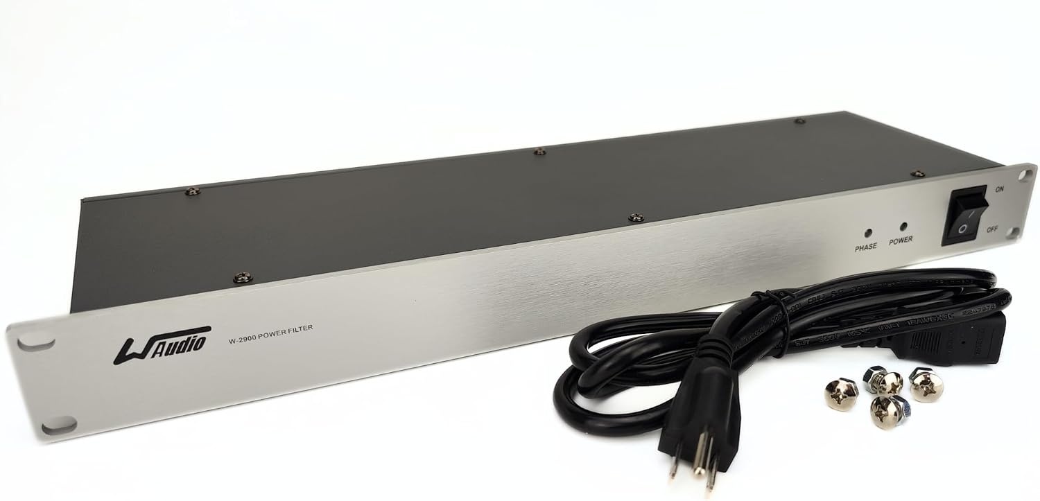 WAudio 1U Rackmount Power Conditioner - AC Noise Power Filter, Mains Purifier with Surge Protection (Silver)