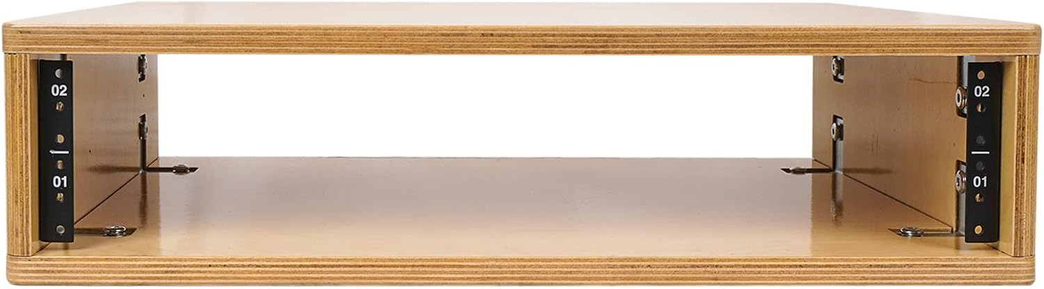 Sound Town DIY 2U Studio Rack with Solid Baltic Birch Plywood, Golden Oak for Recording Room, Home Studio (SDRK-Y2)