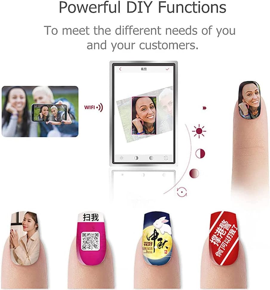 Smart Nail Art Printer, 3D Automatic Manicure Printer, Photo Pattern Printing Nail Film Printer, Support WiFi/DIY, AI Recognition of Nail Face, for Kid/Nail Studio/Manicurist/Nail Lovers