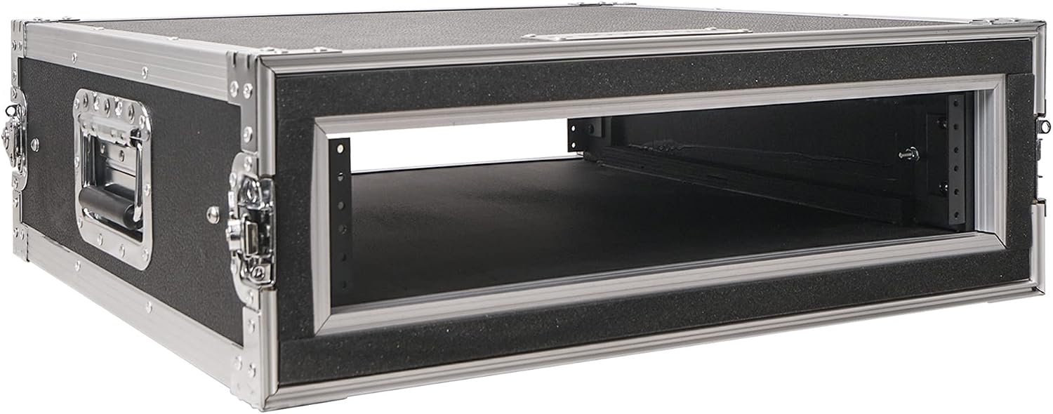 Sound Town Shock Mount 2U ATA Plywood Rack Case with 21' Rackable Depth, 2-Space Size, Pro Tour Grade (STRC-SP2U)
