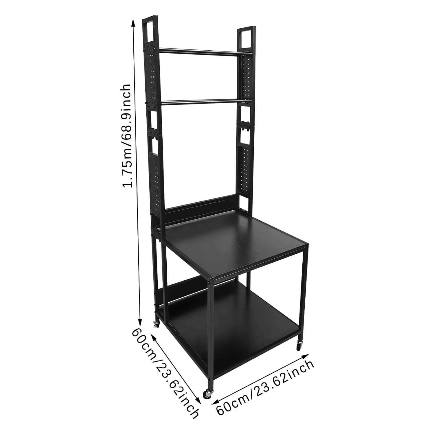 3D Printer Stand Double Layer 3D Printer Filament Storage Rack, Spools Holder Racks, Mobile Printer Table with Wheels for Studio Office Storage and Organization (Black)