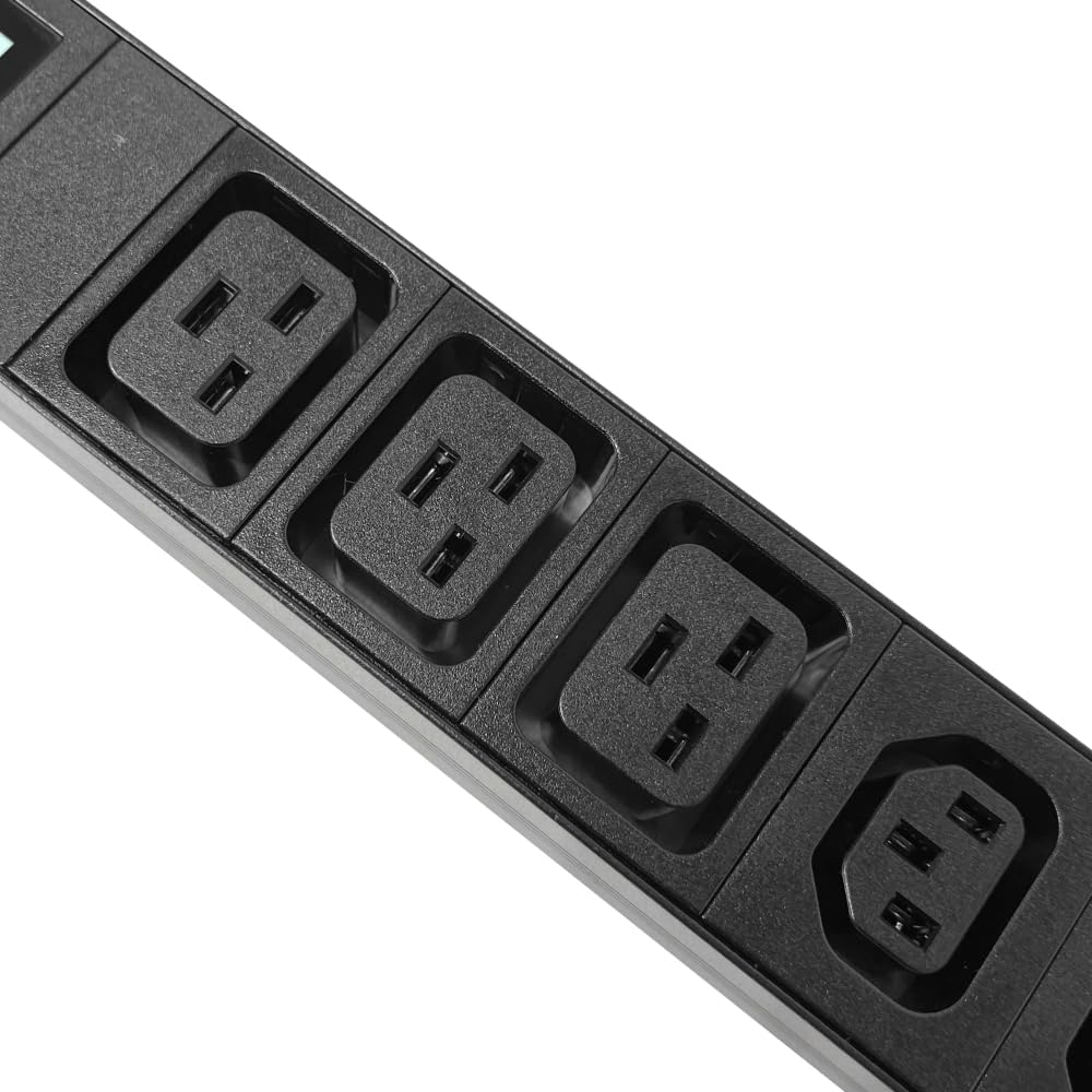 Rack Mount Power Strip - 240V 30A 3C19 & 8 C13 outlets PDU with Built-in Surge Protector, Volt & Amp Meter for Data Center - 19' Metal Housing, Ears & Fittings Included (3C19 8C13)