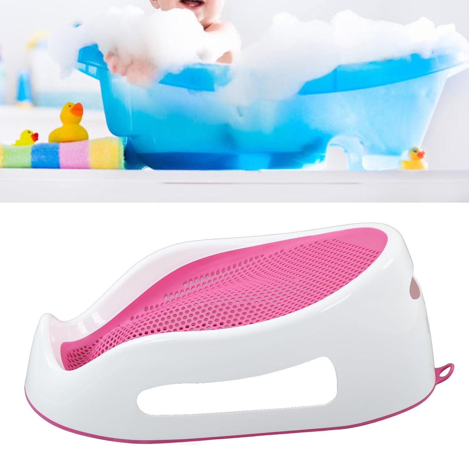 Summer Clean Rinse Baby Bather, Bath Support for Use on The Counter, in The Sink or in The Bathtub, TPE Soft Silicone Baby Bath Seat, Use from Birth Until Sitting Up ()