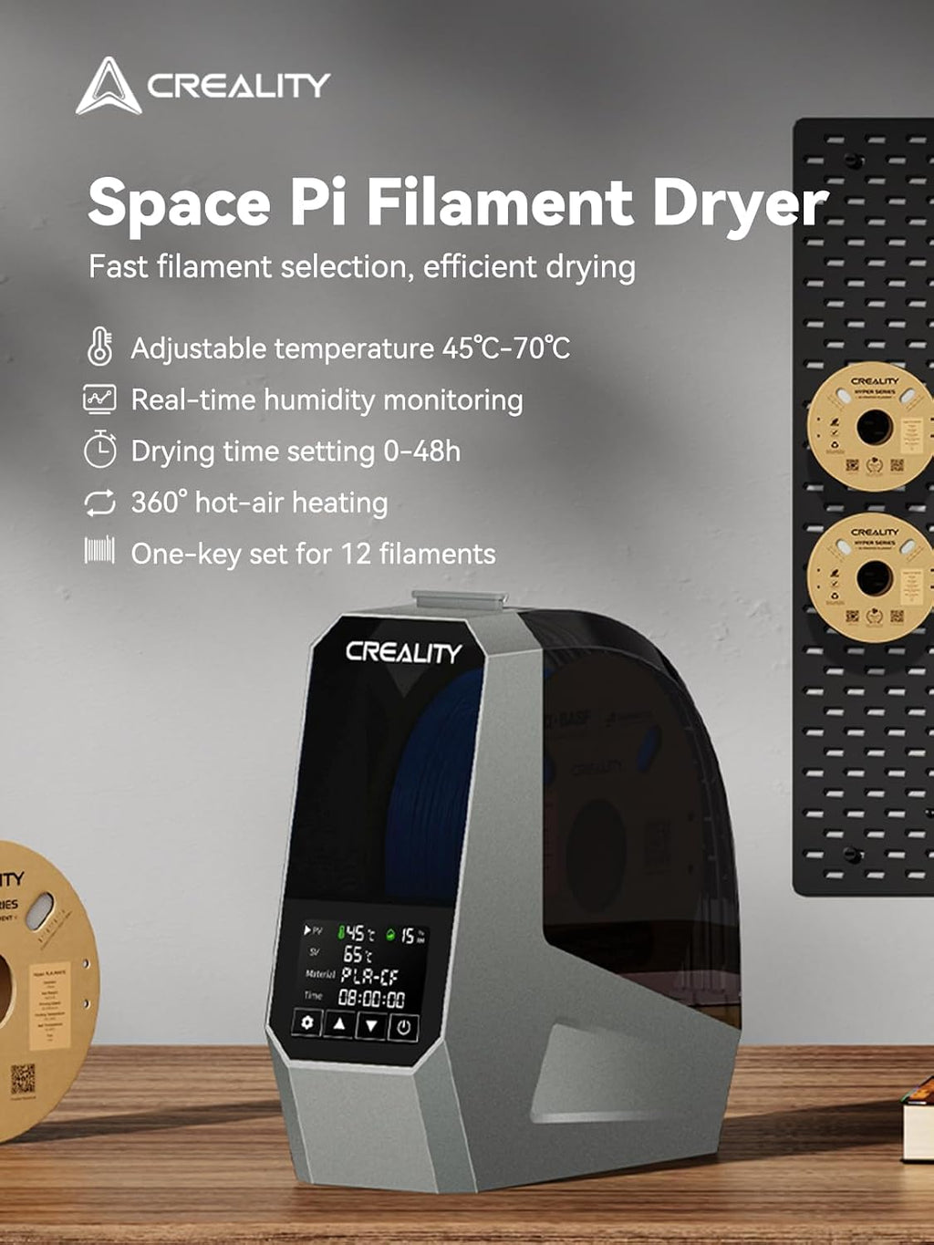 Creality Ender 3 V3 SE 3D Printer, Bundle with Creality Space Pi Filament Dryer Box, Fan&Touch Screen, 3D Printer Filament Spool Holder