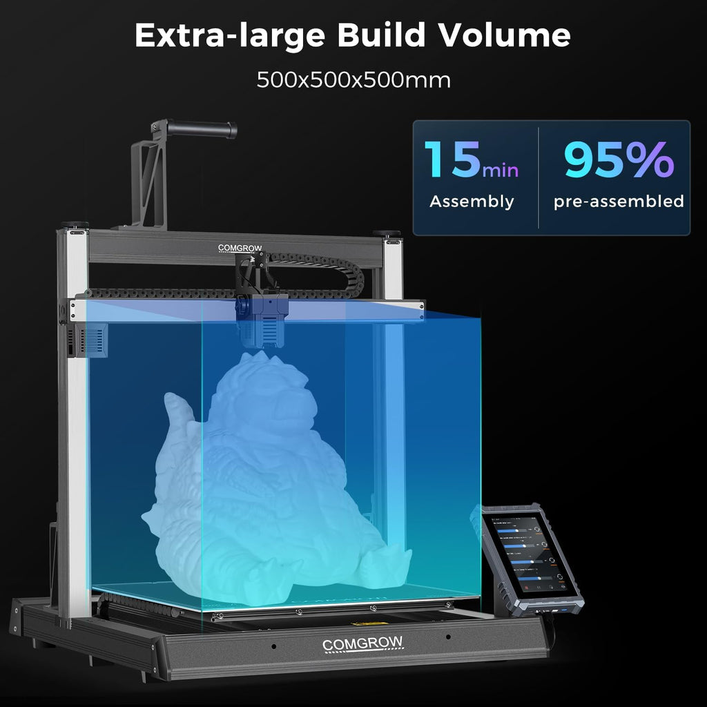 Sovol T500 3D Printer Max Speed up to 500mm/s, Upgraded with 7'' Klipper Touch Screen 300℃ High Temp Hotend 95% Pre-Assembly 49-Point Auto Leveling 19.68 * 19.68 * 19.68in