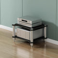Wood Audio Cabinet Rack, Stereo Record Player AV Media Stand Furniture, Home Audio-Video Equipment Storage Shelving, Rounded Corner Design(Black - 2 Tier)