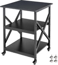 Fannova Printer Stand, 23.6 x 23.6 x 30.1 Inches Large Square Printer Table with Height Adjustable Storage Shelf, 3 Tier Rolling Printer Cart with Industrial Wheels for Home Office - Black