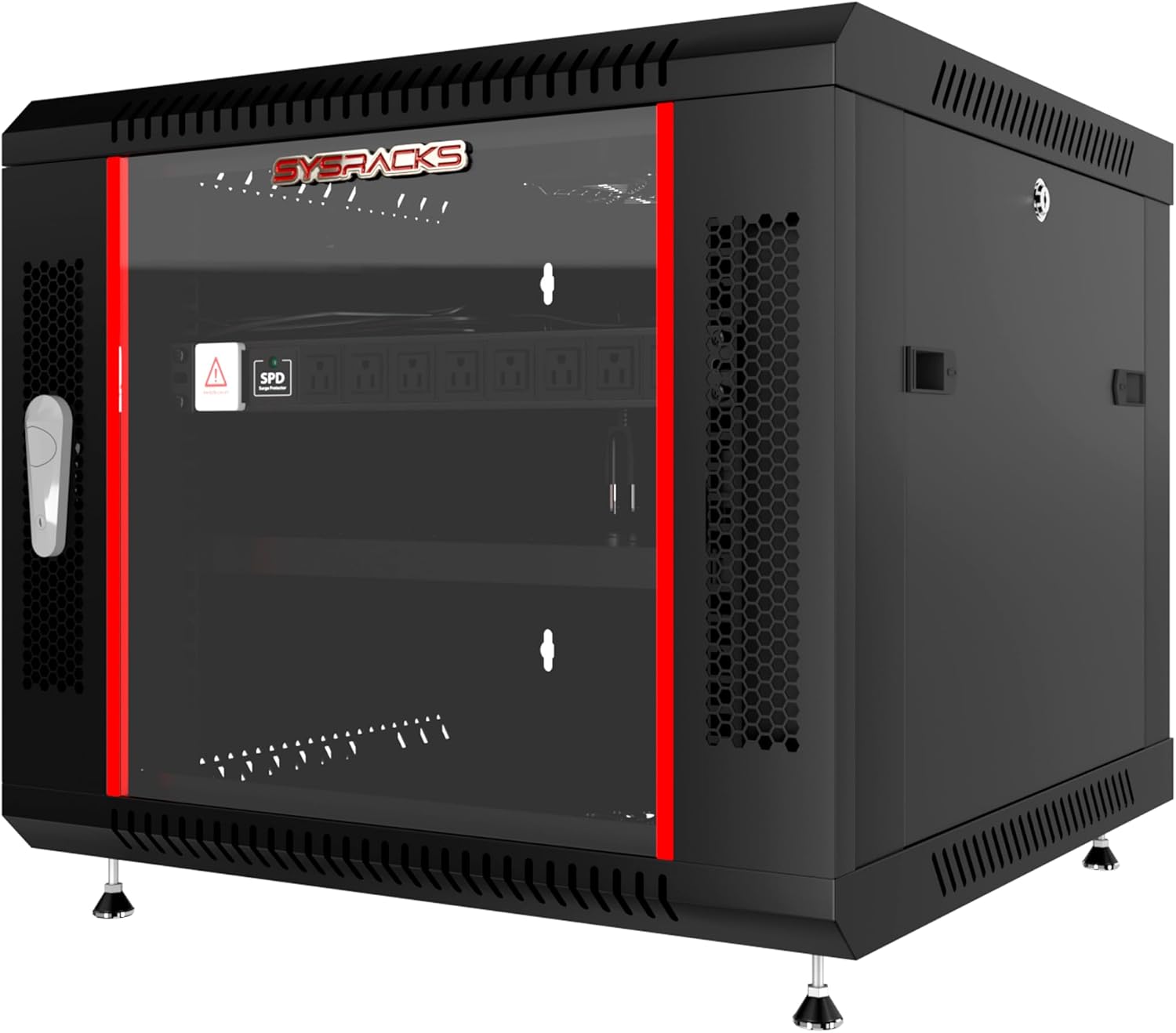 9U Wall Mount Server Rack Cabinet 24' Deep, 19' Network & AV Enclosure for Home Lab with Fan, PDU, 1 Shelf, Locking Glass Door