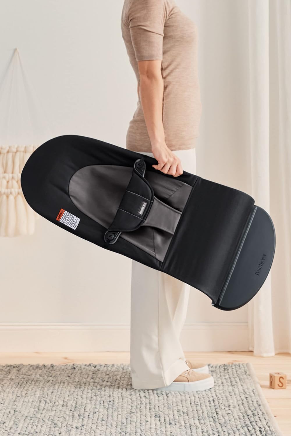 BabyBjörn Bouncer Balance Soft, Black/Dark Gray, Woven | 2-in-1 Adjustable Baby Bouncer Seat and Toddler Chair, Newborn to Toddler (8-29 lbs), 4 Positions, Lightweight & Portable