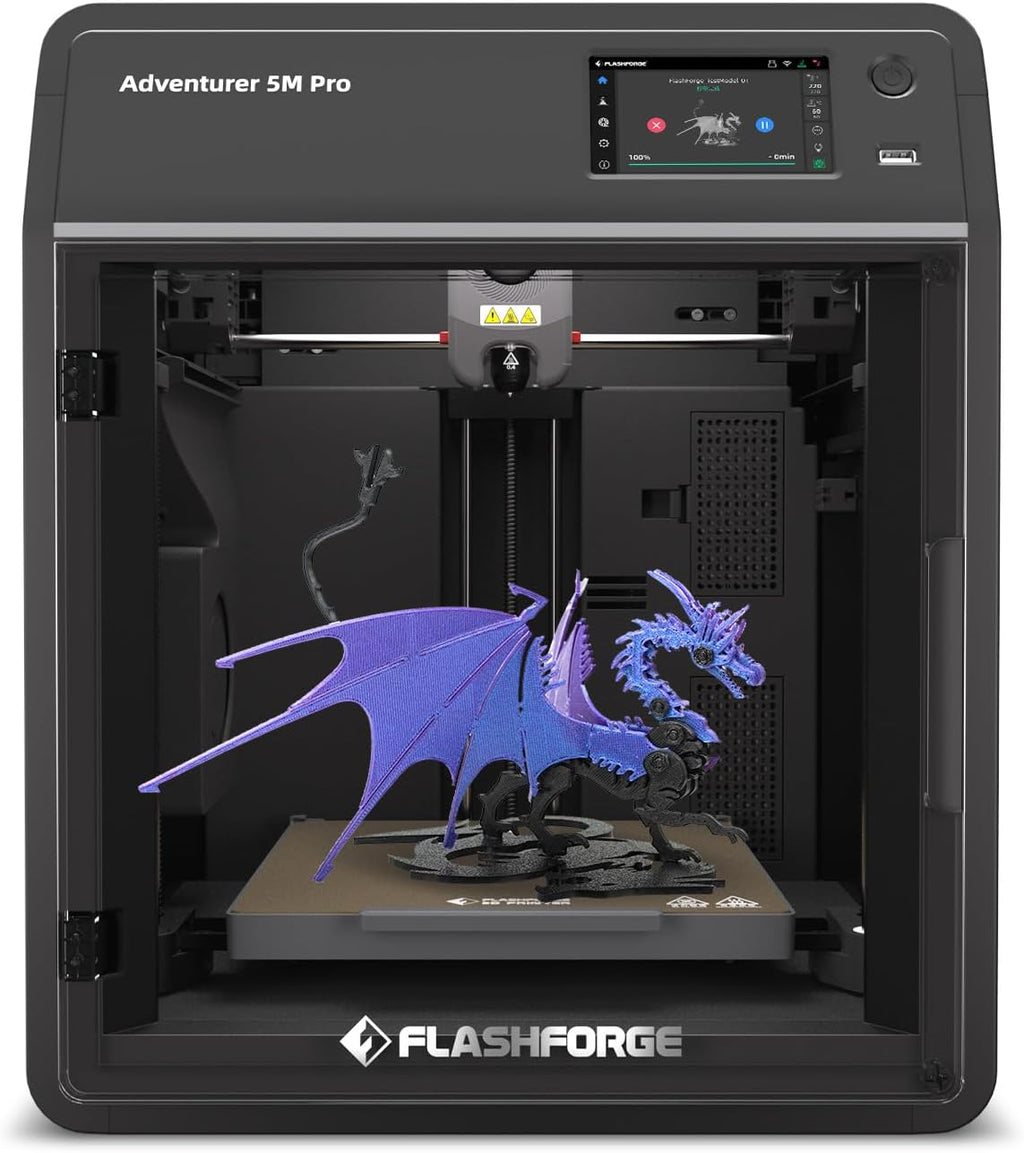 FLASHFORGE AD5M Pro 3D Printer, CoreXY 600 mm/s Printing Speed, 0.4 & 0.6mm 3s Quick-Swap 280°C Nozzles, 1-Click Auto Leveling, Fully Enclosed, 220×220×220mm Build Volume