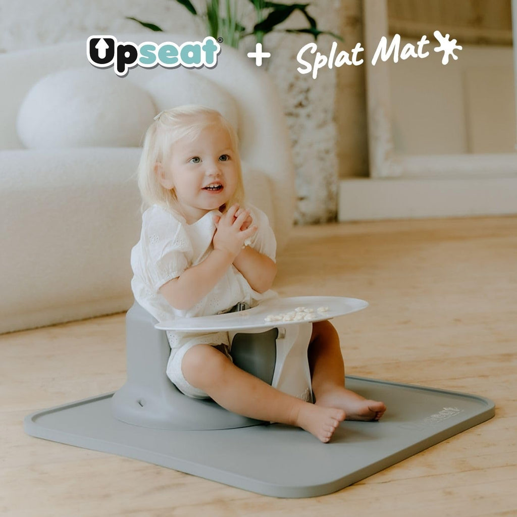 Upseat Ergonomic Baby Seat + Splat Mat, Waterproof, Soft, Spill & Mess Containment Bundle