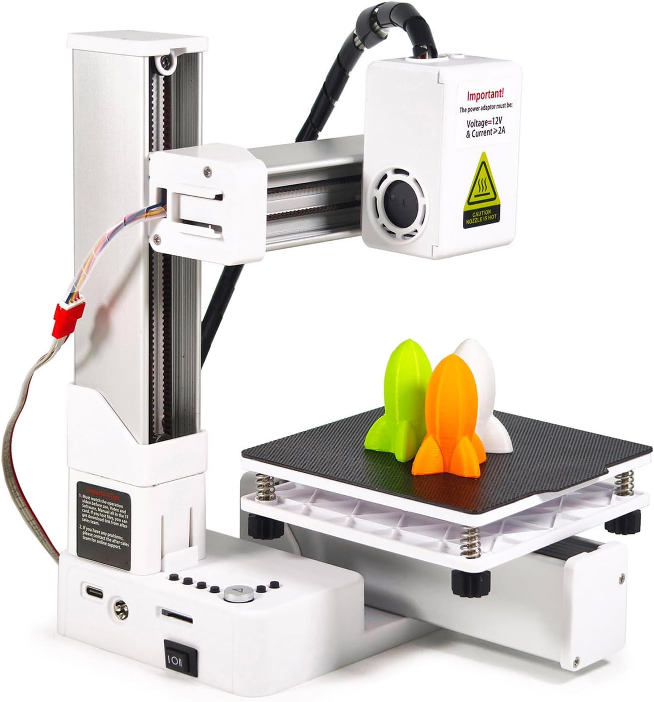 3D Printer for Kids and Beginners,3D Printing Machine Compatible with PLA TPU 1.75mm Filament,High Accuracy Fast Heating Compact 3D Printing Machine for Education (Black) (White)