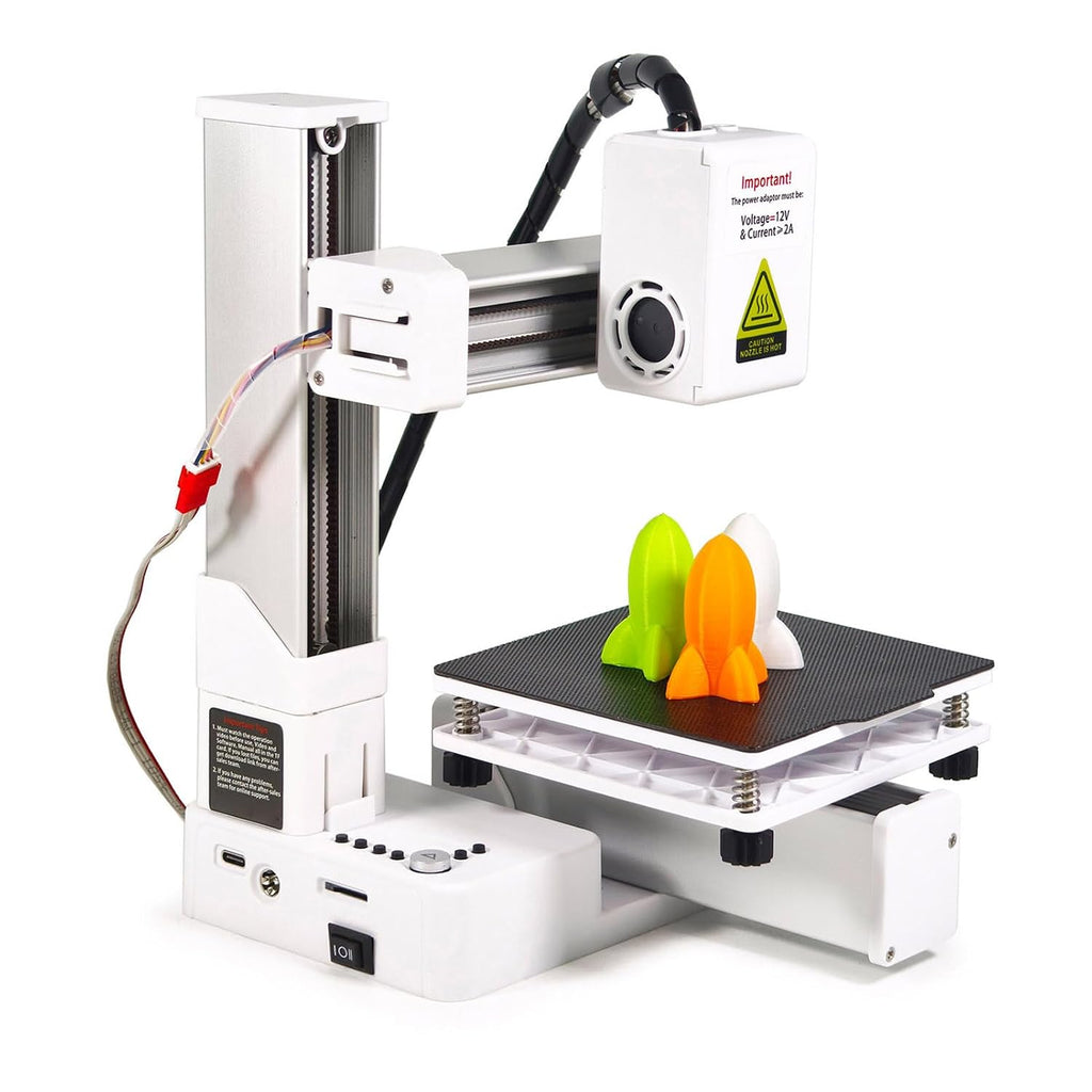 High Accuracy 3D Printer, Beginner Friendly, Compact Size, Fast Heating, Educational Tool, Robust ABS Material, Small 3D Printer with 100x100x100mm Printing Size (White)