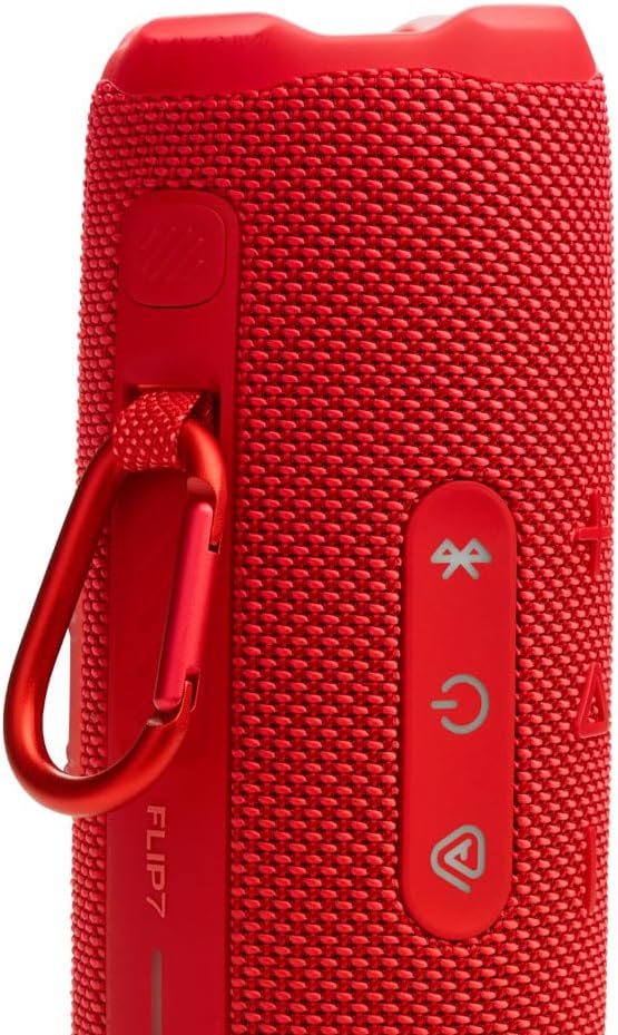 JBL FLIP 7 Waterproof Portable Speaker Bundle with gSport Carbon Fiber Case (Red)